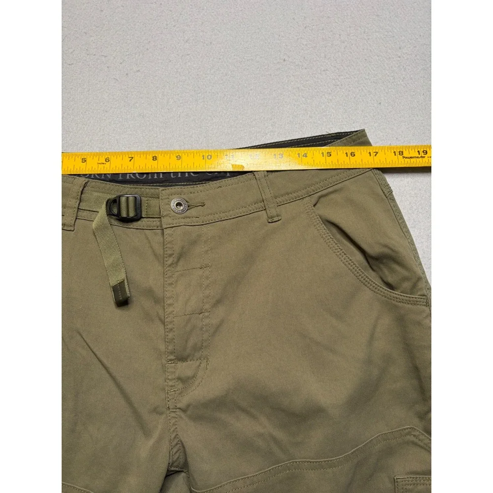 Prana Pants Mens‎ Medium Green Zion Hiking Cargo Integrated Belt Stretch